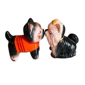 Vintage Salt & Pepper Shakers Kissing Yorkie Dogs